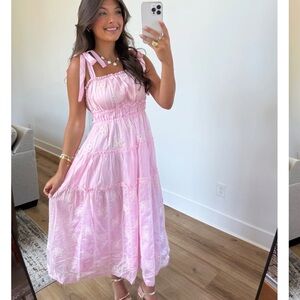 Pink Lace Maxi Dress